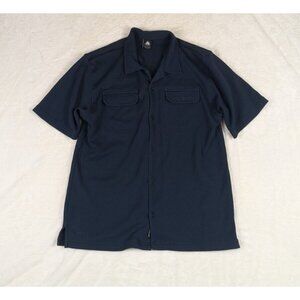 Nike ACG Button Up Shirt Mens L Blue Outdoor Dri Fit Flap Pockets Waffle Knit